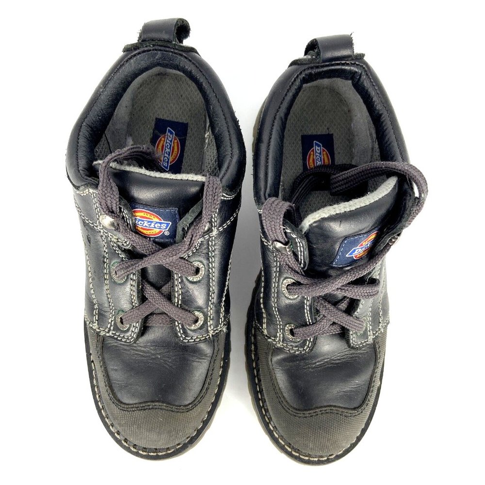 VTG Dickies Leather Lug Sole Shoes Black Womens Size 7 Genuine Grunge Speed Lace - Picture 2 of 16